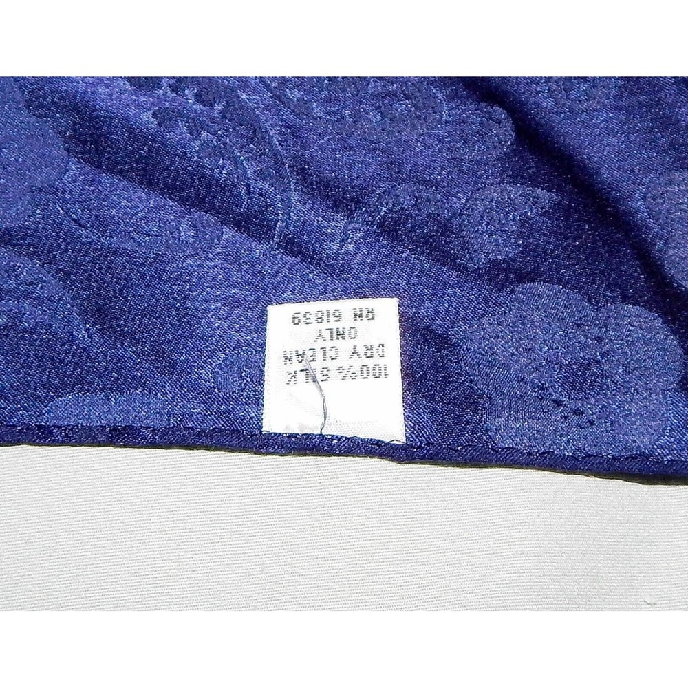 Ricki Freeman For Teri Jon Floral Silk Scarf Navy Red Gold Plaid Korea - Picture 11 of 16